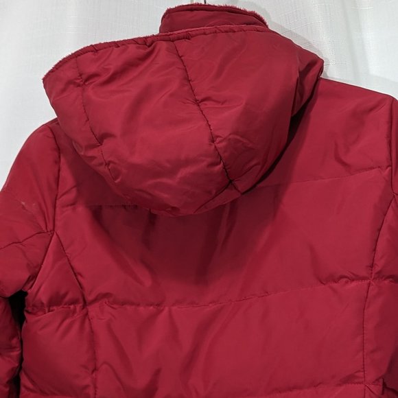 DKNY Girls' Winter Coat – Faux Fur Lined Quilted Puffer Parka Jacket SZ M Red - Picture 8 of 15
